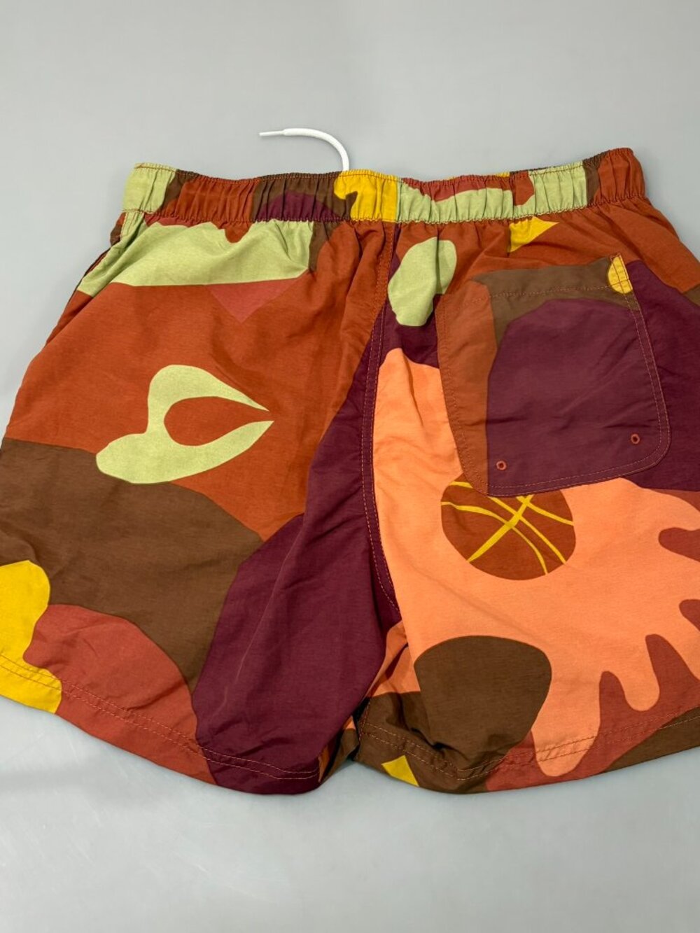 Urban Outfitters L Orange Yellow Brown Camo Basketball Hand Swim Trunks Lined - Picture 6 of 9
